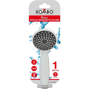 Doccia Kombo MAUI Monogetto Anticalcare in ABS Bianco con Ugelli Silicone - Facile Pulizia e Installazione Universale per il Tuo Bagno Moderno