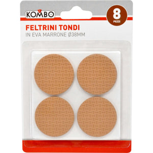 Set 8 Feltrini Tondi in EVA Marrone Ø 38mm | Protezione Premium Antigraffio e Antirumore per Mobili Pesanti, Sedie, Tavoli e Pavimenti Delicati. Qualità Superiore.