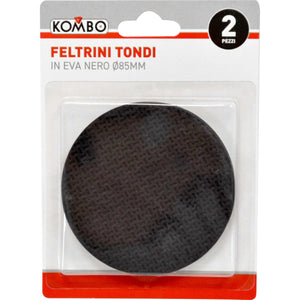 Feltrini Tondi Giganti in EVA Nero 85mm (Set 2) - Protezione Antigraffio e Antiscivolo per Mobili Pesanti, Divani e Letti. Ritagliabili su Misura. Kombo.