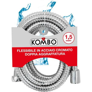 Flessibile Doccia 1.5m Kombo Acciaio INOX Cromato Anti-Torsione Universale - Resistente e Senza Grovigli