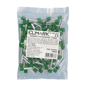 Puntalini Elmark 6,0mm x 1,8mm Verde Isolati 100PZ - Terminali Cavo Rame Stagnato per Connessioni Elettriche Sicure e Durevoli (Grande Sezione)