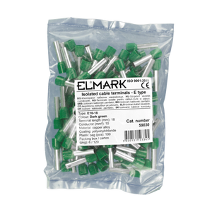 Puntalini Isolati Elmark 1,0mm Verde (100 pz) - Terminali Elettrici per Cablaggi Sicuri e Professionali in Quadri e Impianti Civili