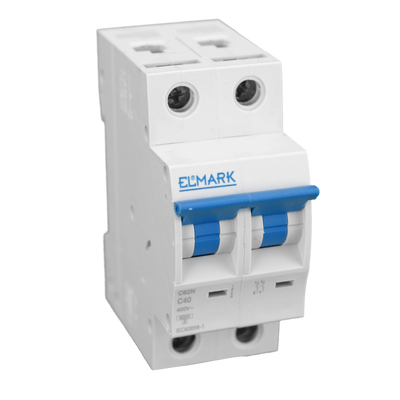 Interruttore Magnetotermico Elmark 2P 40A Curva C 6kA - Protezione Impianti Elettrici Domestici e Commerciali su Guida DIN
