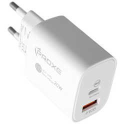 Alimentatore Proxe 2 USB Carica Rapida: Caricatore Universale USB-A QC + USB-C per Smartphone e Tablet. Sicurezza e Velocità Massima.