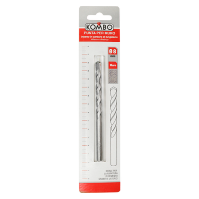 Punta Trapano Muro Kombo 8x120mm con Carburo di Tungsteno per Calcestruzzo e Cemento. Ideale per Foratura Professionale e Fai da Te, Massima Precisione e Durata.