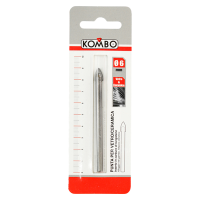 Punta Trapano Kombo 6x75mm per Vetro e Ceramica | Inserto Carburo di Tungsteno per Fori Precisi e Netti su Piastrelle e Materiali Fragili | Ideale Fai-da-te e Professionisti