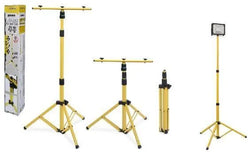 Asta Treppiede Professionale Kombo per Floodlight LED da Lavoro - Supporto Robusto e Stabile Estendibile (65-150cm) per Fari da 10 a 100W