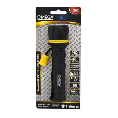 Torcia Tascabile LED Omega 3W 40lm - Compatta, Robusta e Impermeabile IPx4. Ideale per Outdoor, Emergenze e Uso Quotidiano.