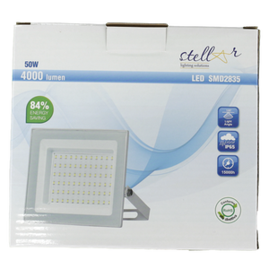 Faretto LED 50W Bianco 4000K IP65 Stellar - Luce Naturale Potente per Esterni e Interni, Giardino, Facciate e Parcheggi - Risparmio Energetico