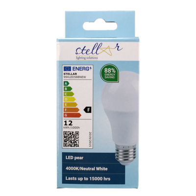 Lampadina LED E27 12W 4000K Luce Naturale a Pera - Alta Efficienza Energetica, Lunga Durata per Casa e Ufficio | Stellar