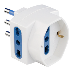 Adattatore Triplo Bipasso/Schuko S17 Omega - Multipresa Sicura con 2 Prese Italiane 10/16A e 1 Schuko - Materiale Autoestinguente IP20 per Casa e Ufficio