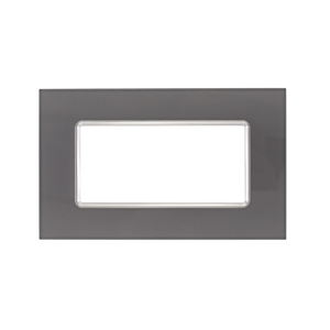 Placca Matix 4 Posti Silver in Vetro Temperato Lucido - Design Moderno e Alta Resistenza per Impianti Civili da Incasso - Compatibile Serie Matix - Marca Mapam