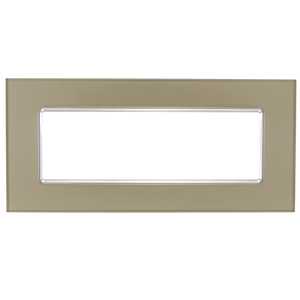 Placca Matix 7 Posti Champagne in Vetro Temperato Lucido | Design Elegante e Resistente per Impianti Civili