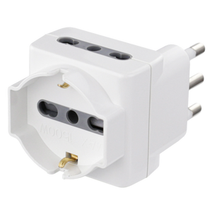 Adattatore Salvaspazio Triplo Schuko Bipasso | Presa Multipla Compatta Omega per Casa e Ufficio