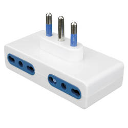 Adattatore Quadruplo Bipasso Spina S17 Omega - 4 Prese Elettriche Sicure in Tecnopolimero Autoestinguente per Casa e Ufficio