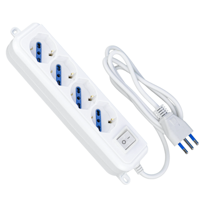 Multipresa con Interruttore Luminoso 4 Prese Universali P40 Bipasso-Schuko - Cavo 1.5m, 16A per Casa e Ufficio | Sicurezza e Praticità