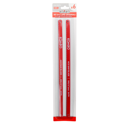 Set Lame HCS per Seghetto ad Arco Kombo L300 (6 Pezzi) - Acciaio al Carbonio Flessibile e Resistente per Falegnameria e Fai da Te