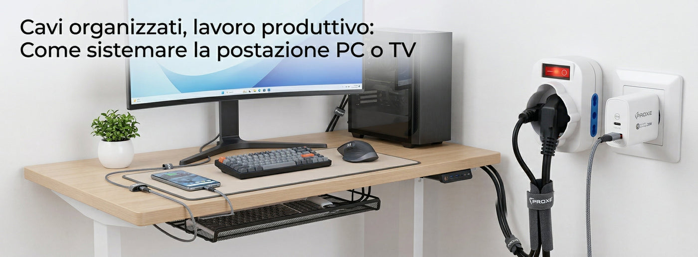 Cavi organizzati, lavoro produttivo: Come sistemare la postazione PC o TV