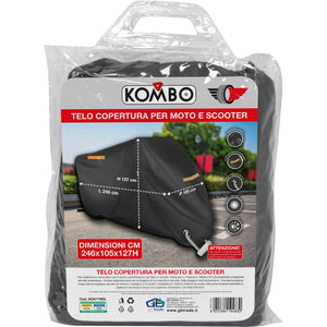 Telo Coprimoto/Scooter Kombo XL Impermeabile con Antifurto e Strisce Catarifrangenti - Protezione Maxi Taglia per Moto Grandi in Poliestere 210T