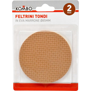Feltrini Tondi Giganti EVA Marroni 85mm Set 2 - Protezione XXL Antigraffio Mobili Pesanti, Antiscivolo e Tagliabile | Kombo