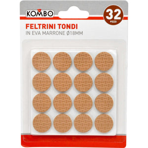 Feltrini Tondi EVA Marrone 18mm (32 pz) | Protezione Antigraffio & Antirumore per Mobili e Superfici | Set Kombo Lunga Durata