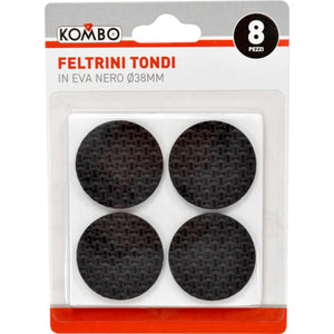 Feltrini Tondi in EVA Nero 38mm (Set 8pz) - Protezione Mobili Antigraffio e Antirumore per Parquet e Pavimenti