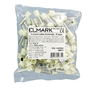 Puntalini Elmark 1.6mm Giallo 100PZ - Terminali Elettrici Isolati Rame Stagnato per Cablaggio Sicuro e Professionale | Alta Qualità Elmark