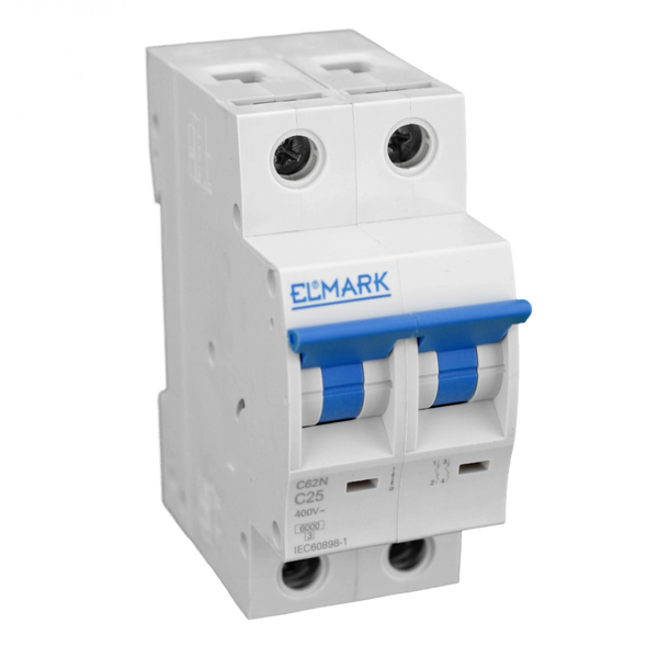 Interruttore Magnetotermico Bipolare 2P 6kA 25A Elmark per Protezione Impianti Elettrici da Sovraccarichi e Cortocircuiti | Sicurezza Residenziale e Industriale
