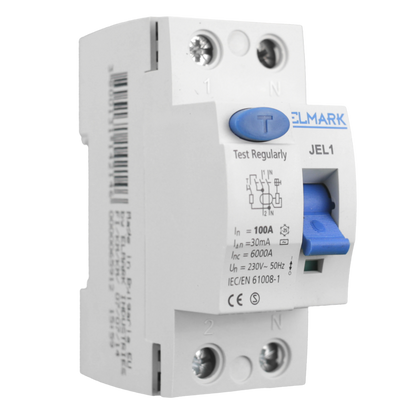 Differenziale Elmark 1P+N 100A 6kA 30mA - Interruttore di Sicurezza per Impianti Elettrici | Protezione Avanzata da Dispersioni e Sovraccarichi - Dettaglio 3