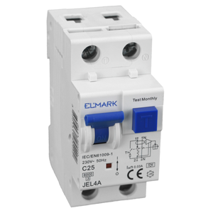 Differenziale Magnetotermico Elmark 1P+N 25A 6kA 30mA Tipo A | Protezione Completa per Impianti Elettrici Civili e Industriali da Sovraccarichi, Cortocircuiti e Dispersioni