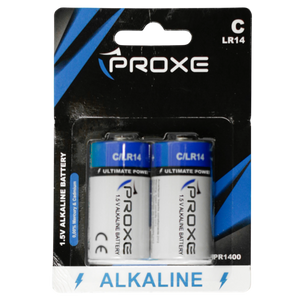 Blister 2 Pile Torcia D LR20 Proxe 1.5V Alcaline - Batterie Alta Potenza, Lunga Durata per Torce, Radio e Dispositivi Professionali