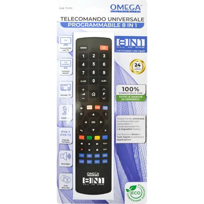 Telecomando Universale Omega 8 Canali Programmabile per TV, Decoder, Soundbar, Climatizzatore e Altri Dispositivi IR - Semplifica il Tuo Controllo!
