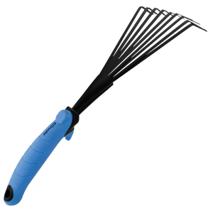 Rastrello Raccogli Foglie per Vasi e Fioriere - Mini Attrezzo da Giardino per Balcone e Terrazzo, Denti in Acciaio Antiruggine, Manico Ergonomico