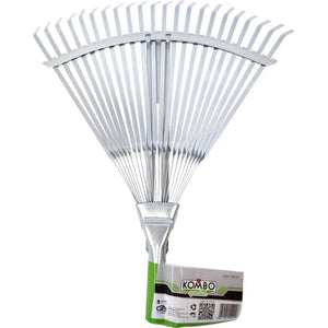 Rastrello da Giardino Zincato Conico 22 Denti Kombo - Testa 55cm per Foglie, Erba e Livellamento Terreno. Robusto e Affidabile per Pulizia e Manutenzione.