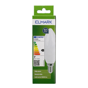Lampadina LED Candela Elmark E14 7W 4000K Luce Neutra (Equiv. 60W) - Efficienza Energetica, 770 Lumen e Lunga Durata per Casa e Ufficio