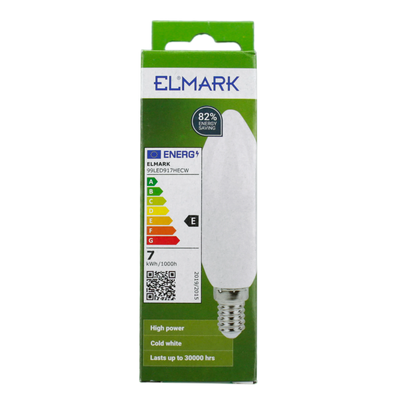 Lampadina LED Candela Elmark E14 7W 6400K - Luce Fredda 770 Lumen per Risparmio Energetico e Lunga Durata