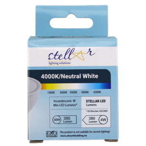 Lampadina LED Spot GU10 3.5W 4000K Luce Neutra - Illuminazione Precisa e Naturale per Casa, Negozi e Uffici. Risparmio Energetico Stellar