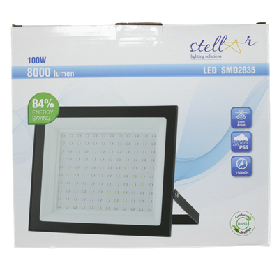 Faretto LED Nero 150W 5000K IP65 Stellar - Luce Naturale Fredda Potente per Esterni e Grandi Aree