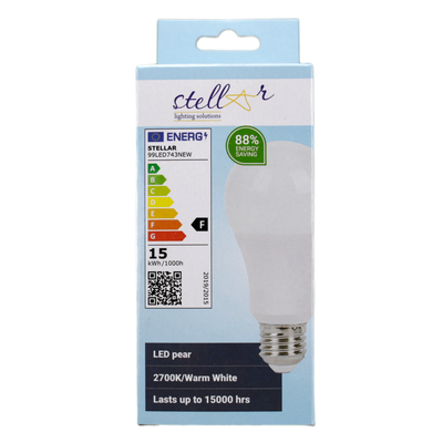 Lampadina LED A Pera E27 15W 2700K Luce Calda - Alta Efficienza Energetica e Lunga Durata - Stellar