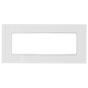 Placca Matix 7 Posti Bianco in Vetro Temperato Lucido - Design Moderno, Elegante e Antigraffio per Impianti Civili