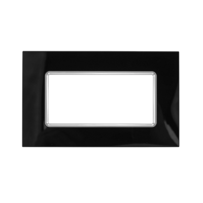 Placca Matix 4 Posti Nera in Vetro Temperato Lucido - Design Moderno per Impianti Civili Mapam