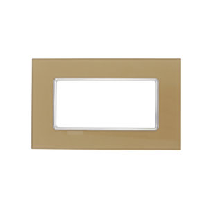 Placca in Vetro Matix 4 Posti Oro Lucido - Design Elegante e Resistente per Impianti Civili