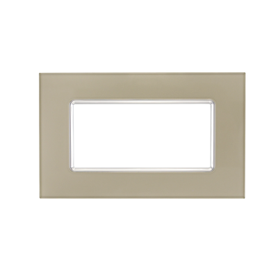 Placca Vetro Matix 4 Posti Champagne - Design Elegante, Finitura Lucida e Alta Resistenza per Impianti Civili Moderni