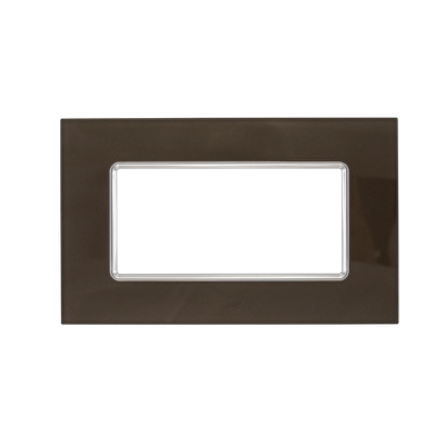 Placca Vetro Matix 4 Posti Testa di Moro - Design Elegante e Resistente per Impianti Elettrici Civili - Finitura Lucida Antigraffio