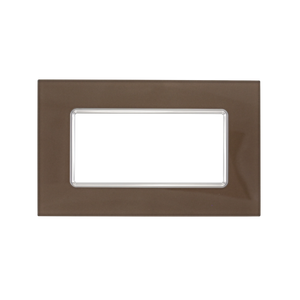 Placca in Vetro Matix 4 Posti Bronzo Lucido - Design Elegante e Resistente per Impianti Elettrici