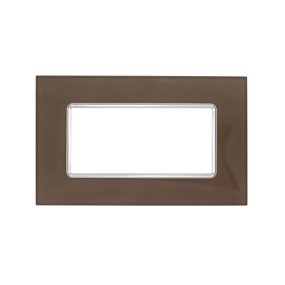 Placca in Vetro Matix 4 Posti Bronzo Lucido - Design Elegante e Resistente per Impianti Elettrici