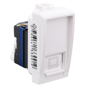Presa RJ45 LAN Matix Bianca per Rete ad Alta Velocità 1 Gbps. Compatibile Cat 5e/6, Montaggio a Incasso Facile e Design Elegante per Impianti Moderni.