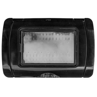 Placca Idrobox Matix 3 Posti Nera Opaca IP44 - Resistente Acqua e Polvere per Bagno e Cucina