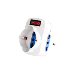 Adattatore Triplo Rotante Schuko Bipasso Universale con Interruttore - Soluzione Salvaspazio e Sicura per Prese 10/16A