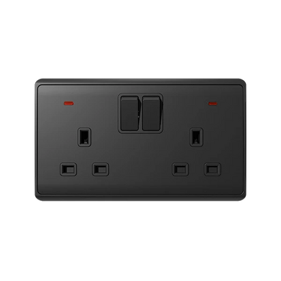 Presa Doppia LONDON 2P Antracite con Interruttore | EK